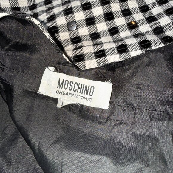 Vintage Moschino Gingham Sequin Halter Mini Dress - Picture 5 of 5